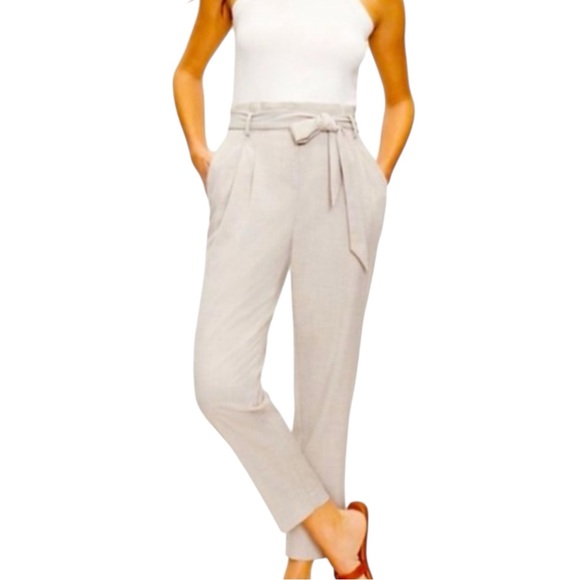 LOFT Pants - LOFT Paperbag Style Linen Blend High Rise Pants in Natural Khaki Size XS—NO BELT